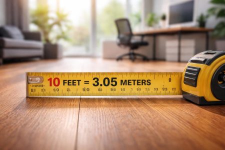 metre-ruban-sol-bois-bureau-flou