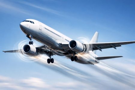 avion-decollage-vagues-sonores-ciel-bleu