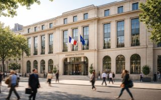 batiment-administratif-moderne-paris-ciel-ensoleille