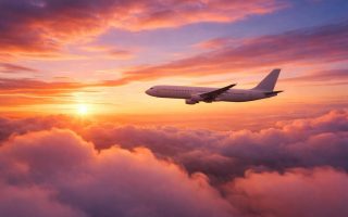 avion-vol-ciel-nuages-couleurs-coucher-soleil
