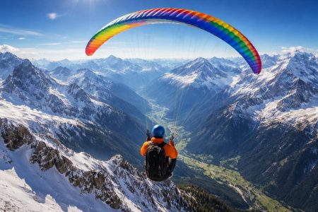 parapente-couleur-montagnes-enneigees-sommet